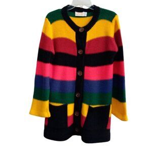 Finest Quality Knitwear vintage striped cardigan sweater sz L